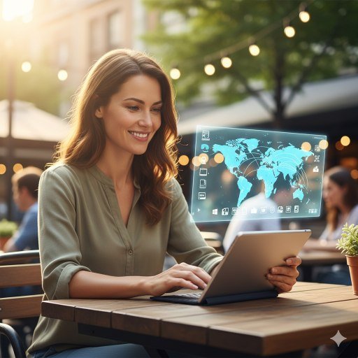 feliz trabajando en escritorio remoto2